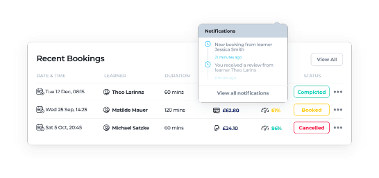 Driveli booking management features